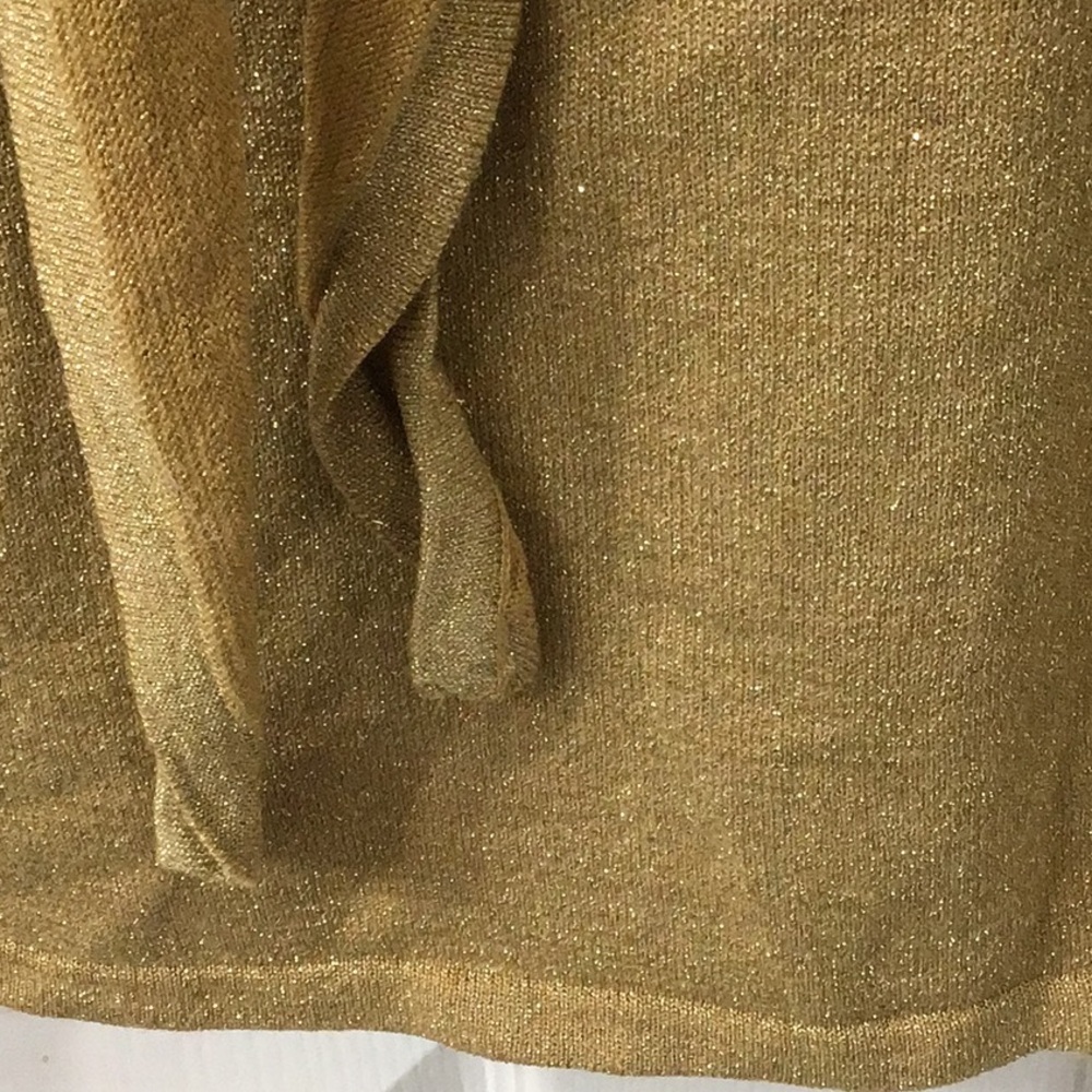BAY STUDIOS Metallic Gold Tie-Front Long Sleeve Top, M - Picture 4 of 5